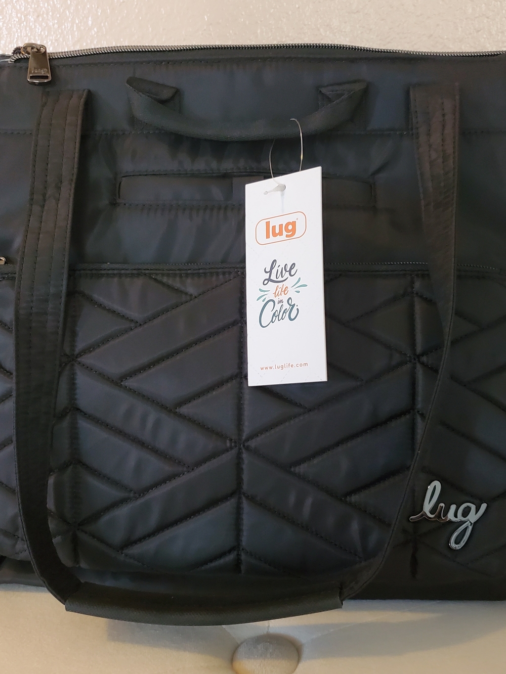 Lug Quilted Tote Bag in Black